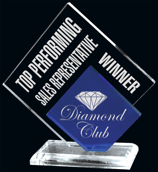 Freeform Double Diamond - Acrylic Award - Laser Engraving Includes