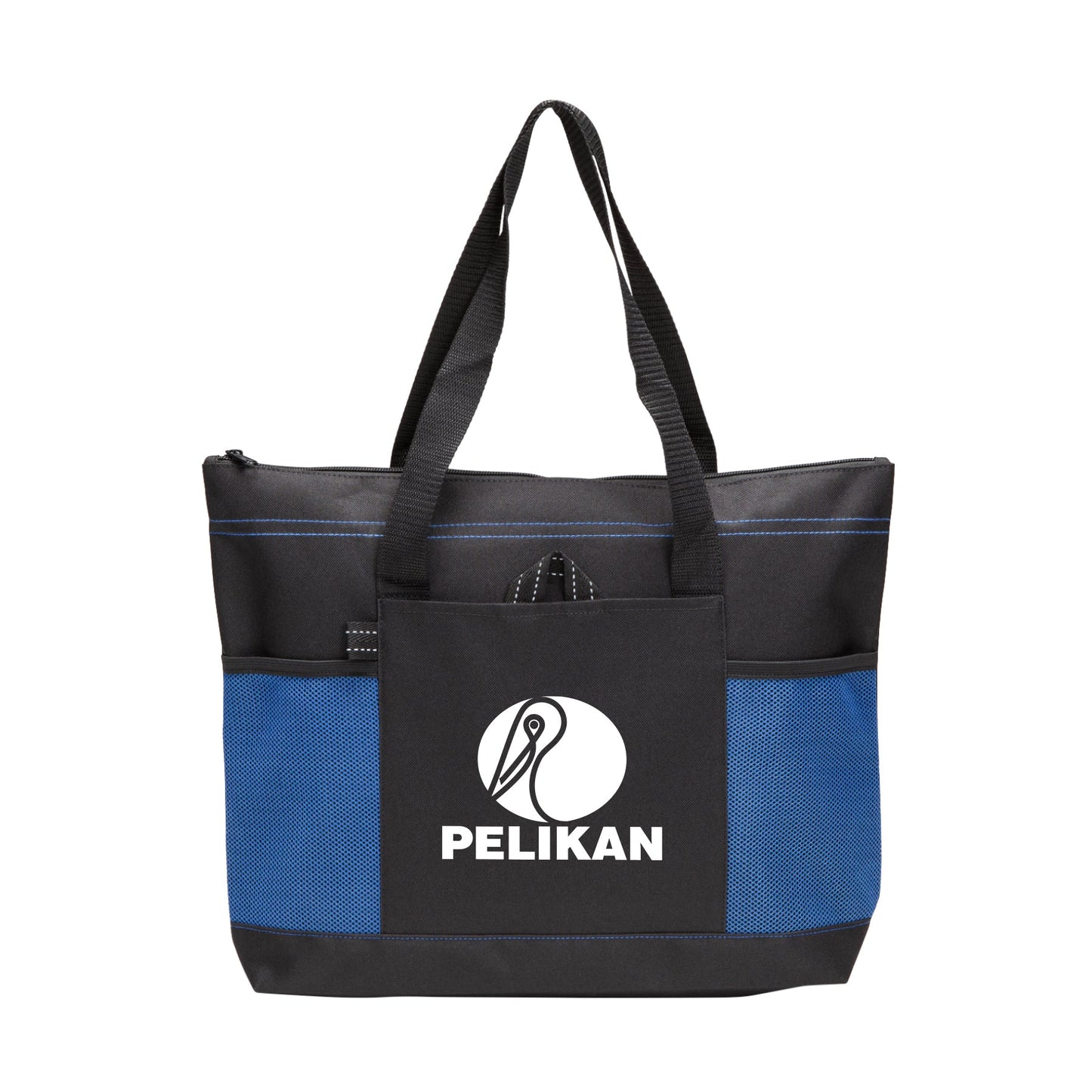 Aloha Tote Bag with Mesh Front pockets and Zipper Closure 17.25"W x 13.25"H x 4.5"D - Single Color or Full Color Printing