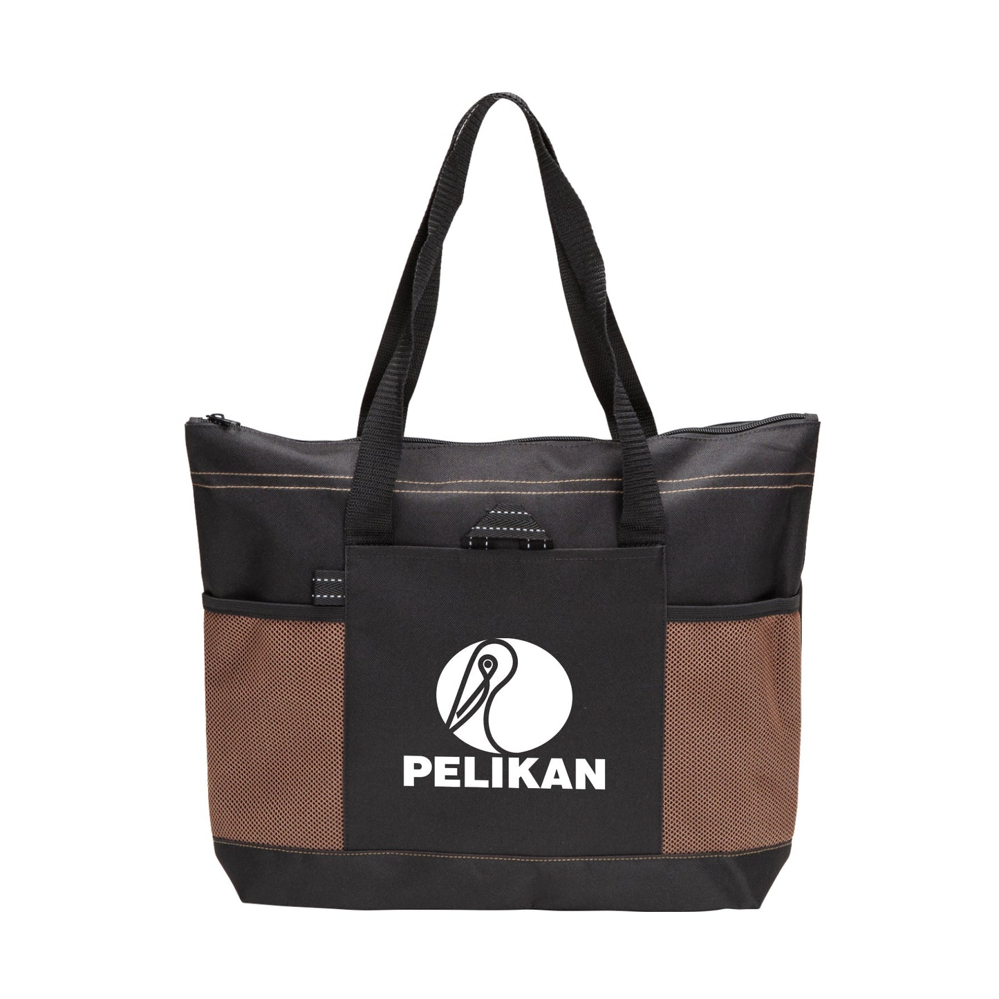 Aloha Tote Bag with Mesh Front pockets and Zipper Closure 17.25"W x 13.25"H x 4.5"D - Single Color or Full Color Printing