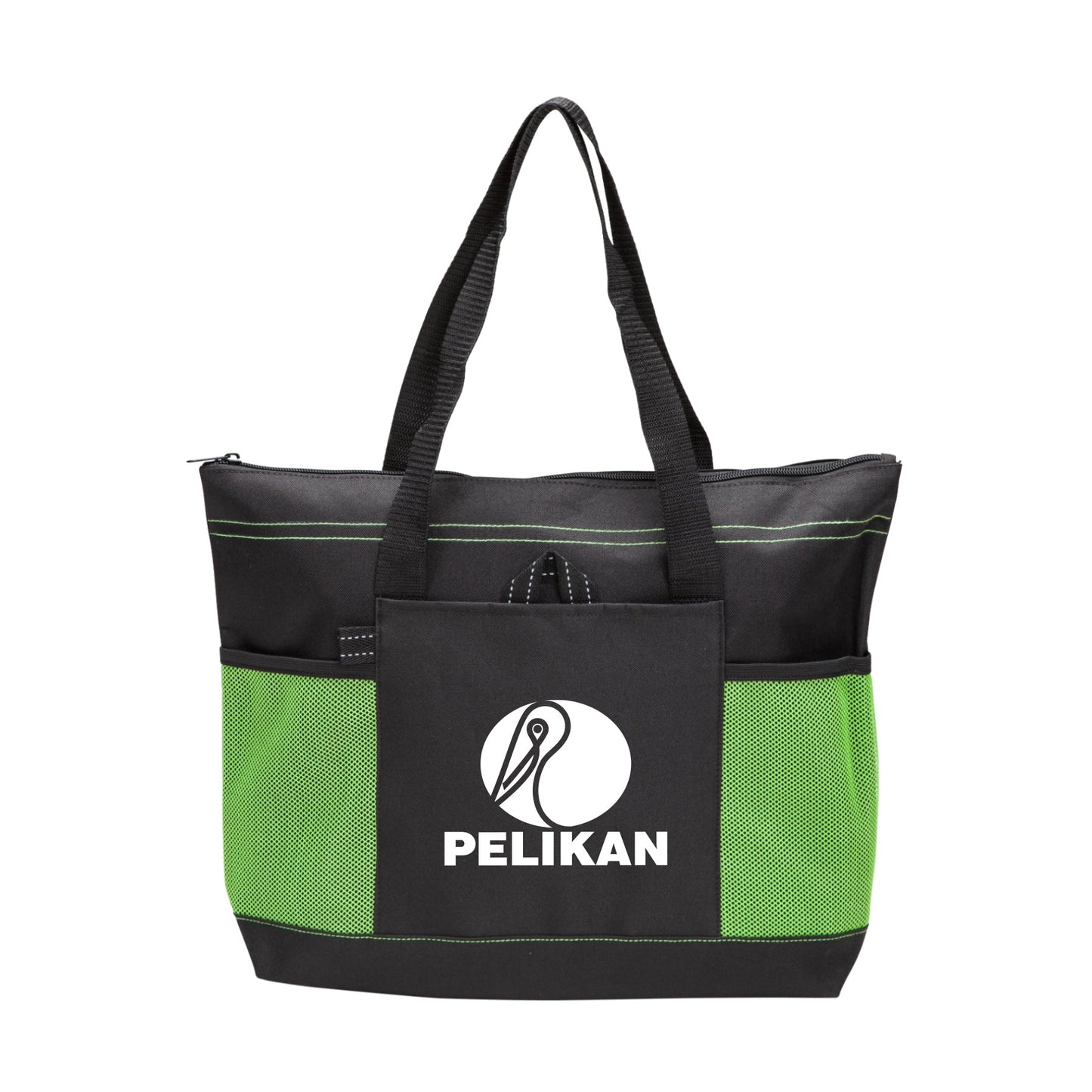 Aloha Tote Bag with Mesh Front pockets and Zipper Closure 17.25"W x 13.25"H x 4.5"D - Single Color or Full Color Printing