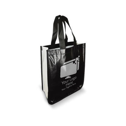 Small Laminated Non-Woven Bag with Curved Bottom - 110gsm Glossy Finish 10”W x 4"D x 13”H