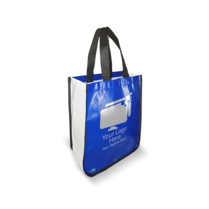 Small Laminated Non-Woven Bag with Curved Bottom - 110gsm Glossy Finish 10”W x 4"D x 13”H