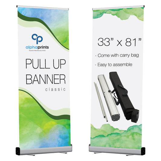 Classic Style Pull Up Banner 33" x 81"