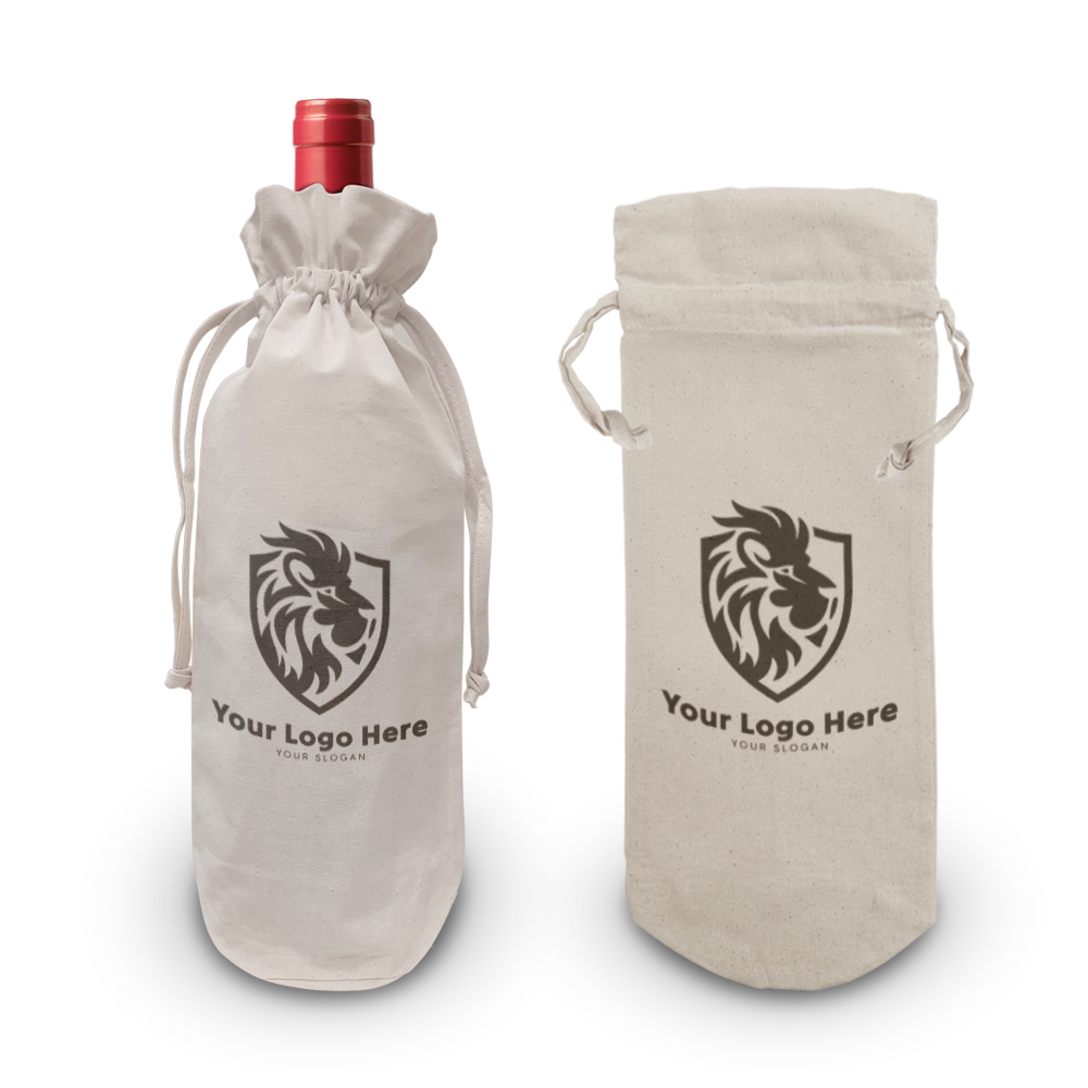 Canvas 1 Bottle Wine Drawstring 5oz 6.5”W x 14.5”H