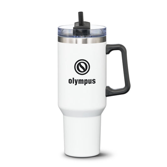 Double Insulated Compeer Handle Travel Mug w/Straw 40oz - Single Color or Full Color Printing