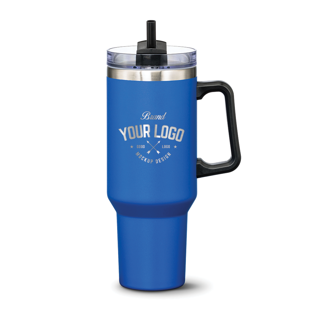 Double Insulated Compeer Handle Travel Mug w/Straw 40oz - Laser Engraving Logo - 12pcs to Start