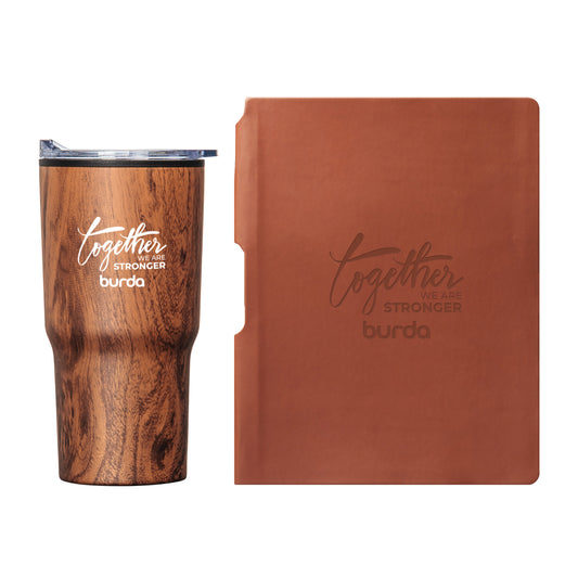 Eccolo® Groove Journal/Bexley Tumbler Gift Set - Logo Debossed & Screen Print (Gift Box Includes)