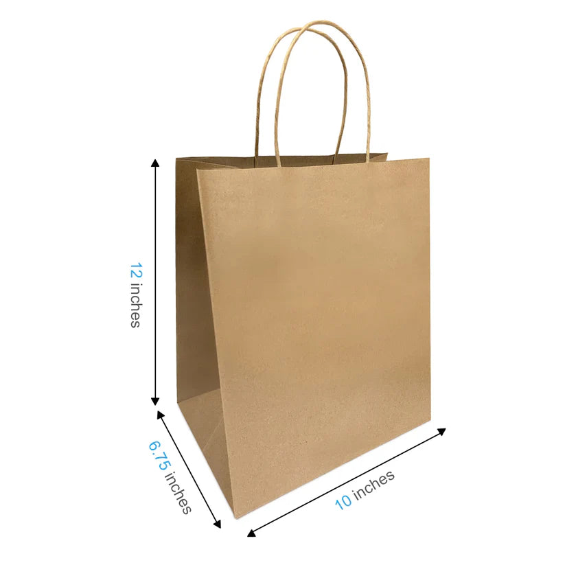 Brown paper bag with handles and measurement markings