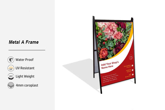 Metal A Frame With 4mm Coroplast Signs on Both Panels