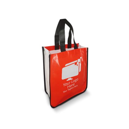 Small Laminated Non-Woven Bag with Curved Bottom - 110gsm Glossy Finish 10”W x 4"D x 13”H