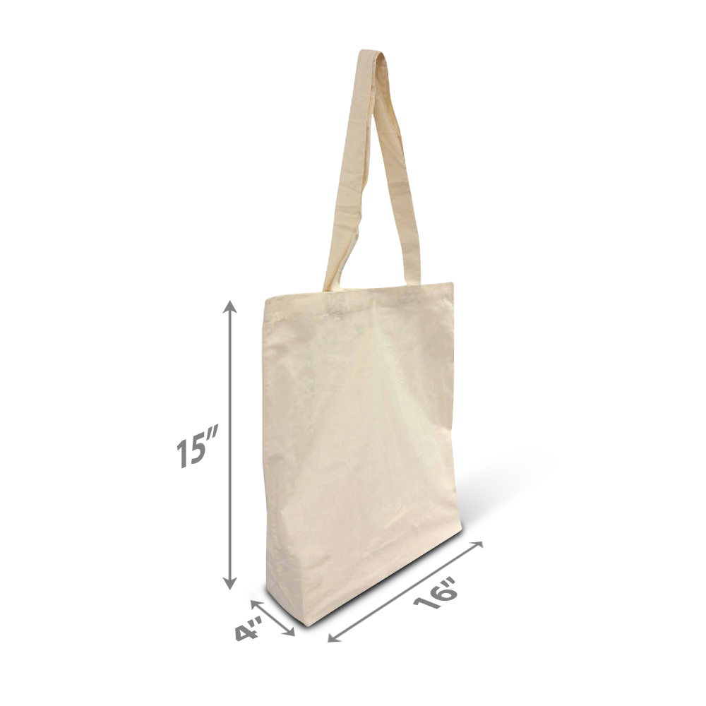 Canvas Promotion Tote Bag 5oz with 12" Long Handle 15"W x 3"D x 16"H