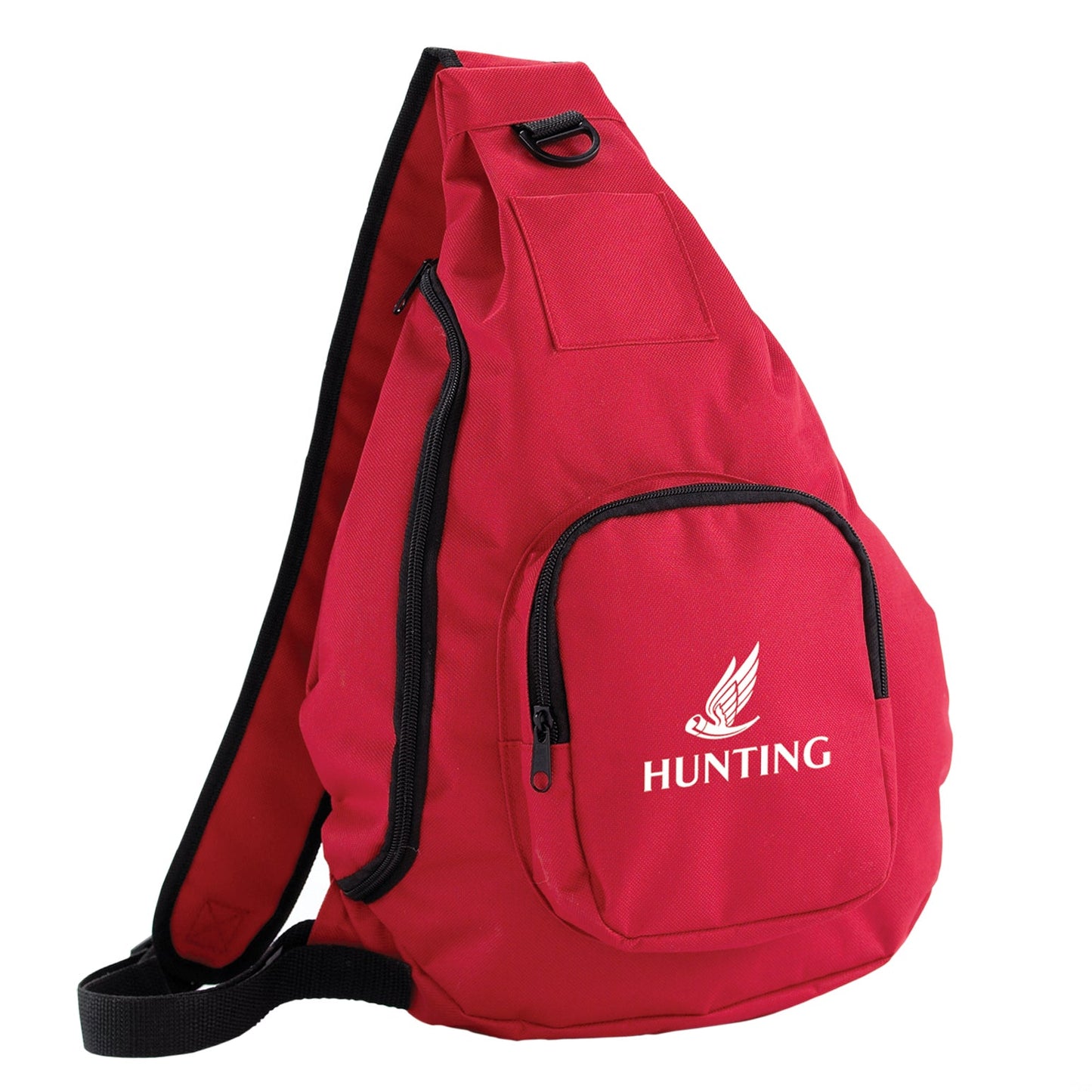 Red sling bag with white logo