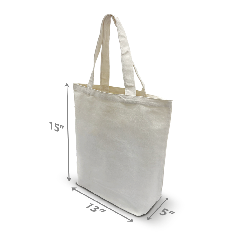 Canvas Promotional Tote Bag 10oz Natural 13”W x 5"D x 15”H