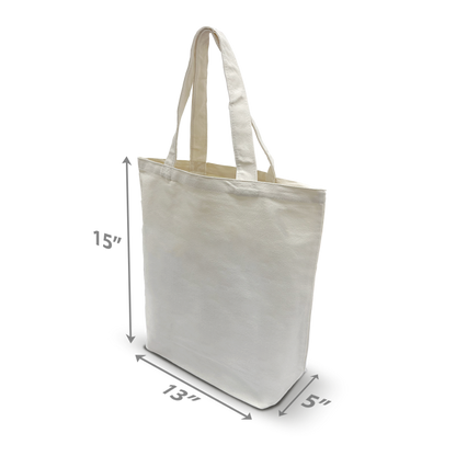 Canvas Promotional Tote Bag 10oz Natural 13”W x 5"D x 15”H