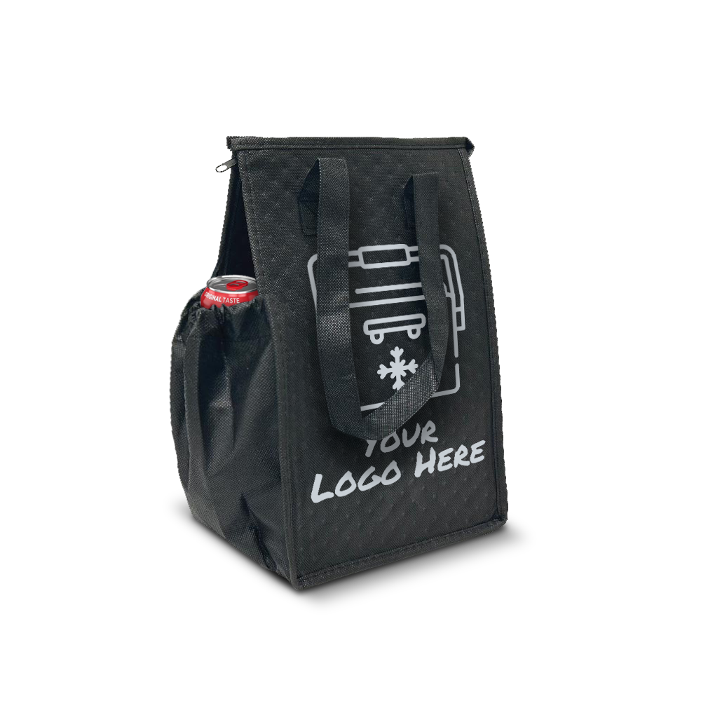 Thermal Cooler Lunch Bag with Side Pocket and 2.5mm Insulation 8”W x 7"D x 12”H