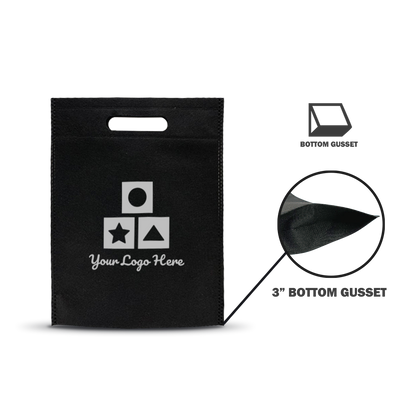 Ultrasonic Die Cut Handle Bag 80gsm 9”W x 3”D x 12"H