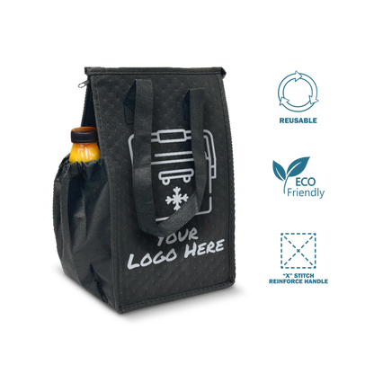 Thermal Cooler Lunch Bag with Side Pocket and 2.5mm Insulation 8”W x 7"D x 12”H