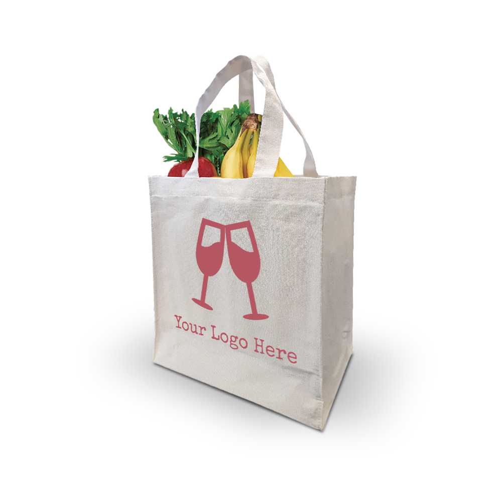 6-Bottle Canvas Wine Bag with Removable Dividers 10oz 10.5”W x 7.5"D x 12”H