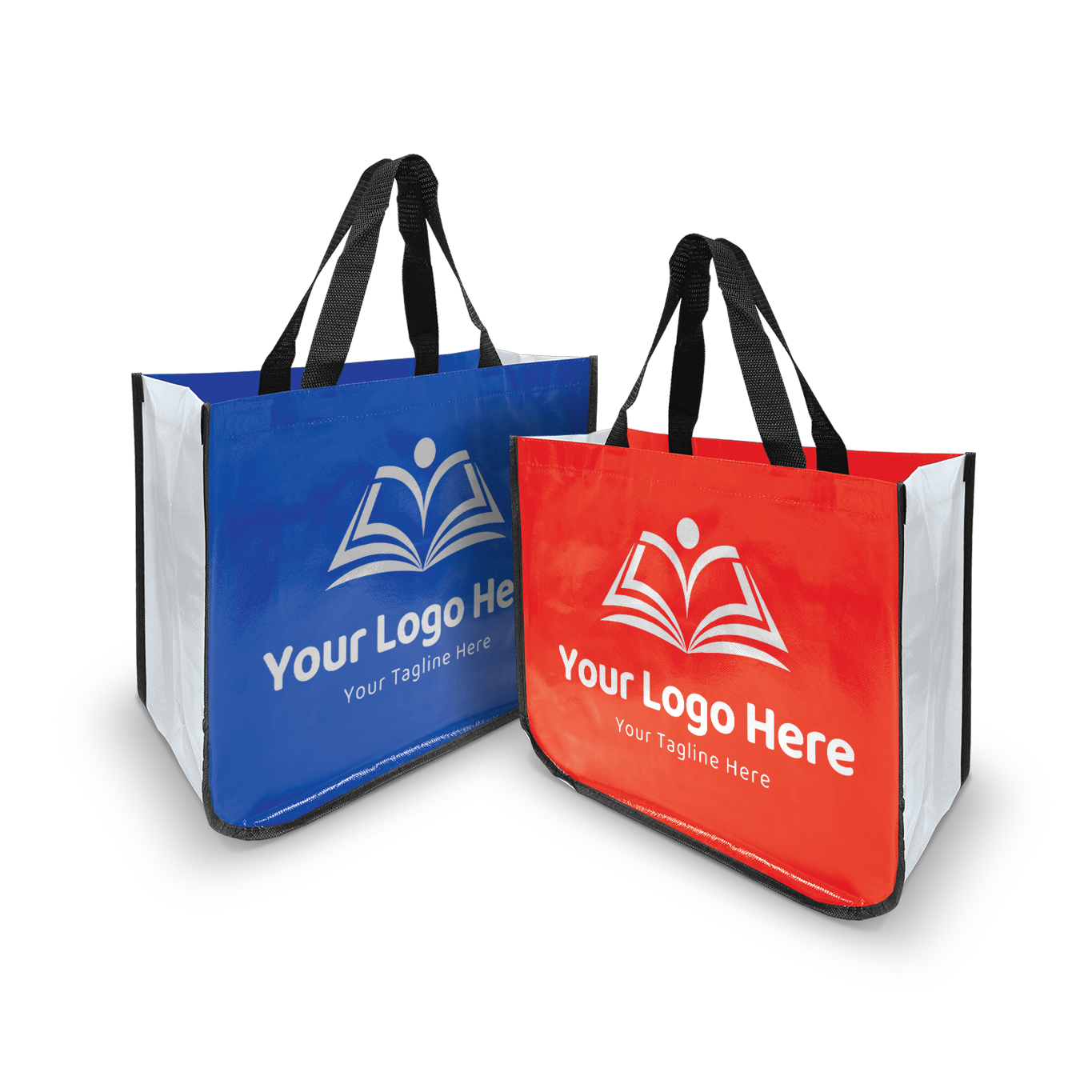 Laminated Non-Woven Bag with Curved Bottom - 110gsm Glossy Finish 16”W x 6"D x 14”H