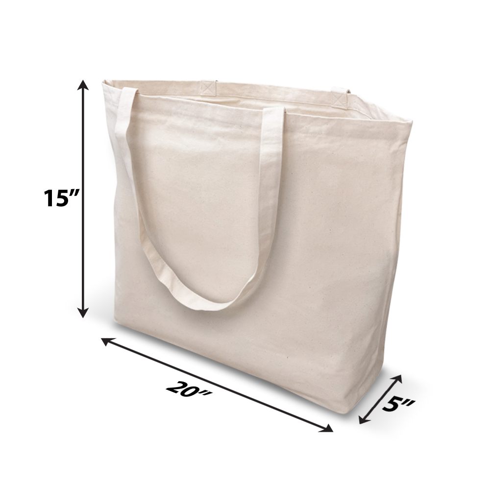 Jumbo Canvas Tote Bag 10oz 20"W x 5"D x 16"H