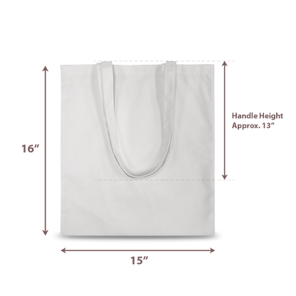 White Canvas Cotton Tote Bag 8oz with Long Handle 15”W x 16”H