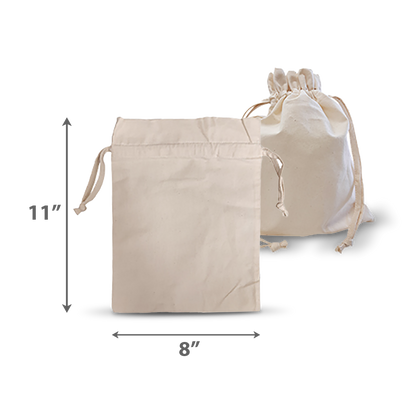 Canvas Accessory Drawstring Bag 5oz 8”W x 11”H