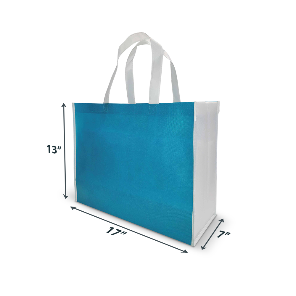 2 Tone Mixed Color Non-woven Shopping Bags 100gsm Heavy Duty 17"W x 7"D x 13"H